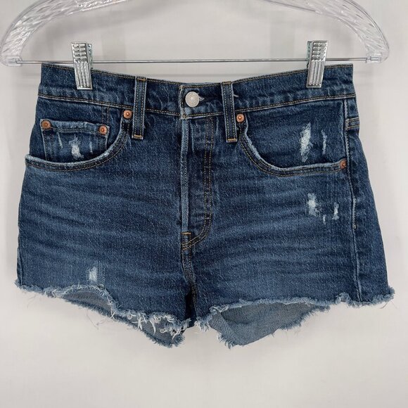 Levi’s Premium 501® Women’s High-Rise Distressed Denim Cutoff Shorts 26 - Picture 1 of 9